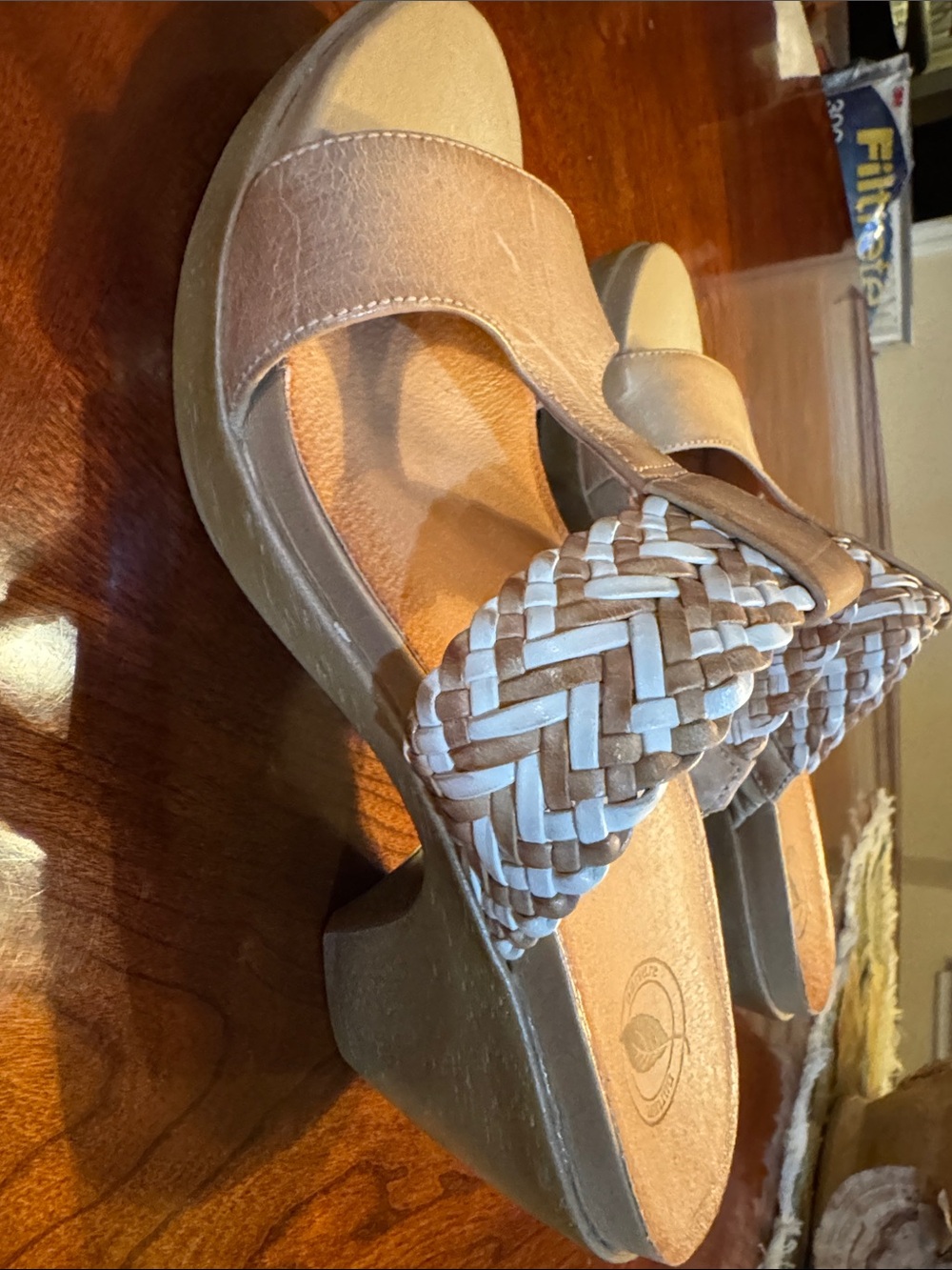 Nurture by Lamaze Tan and White Woven Wedge Sandals